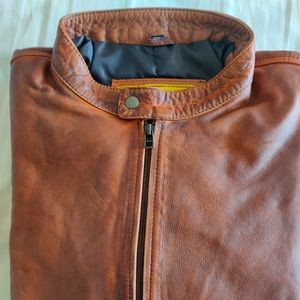 Motorcycle cowhid brown distressed leather jacket size 2XL Brand new with Tags
